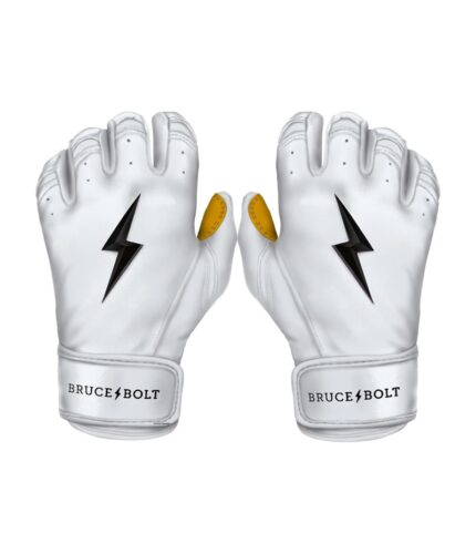 Bruce Bolt White Leather Batting Gloves